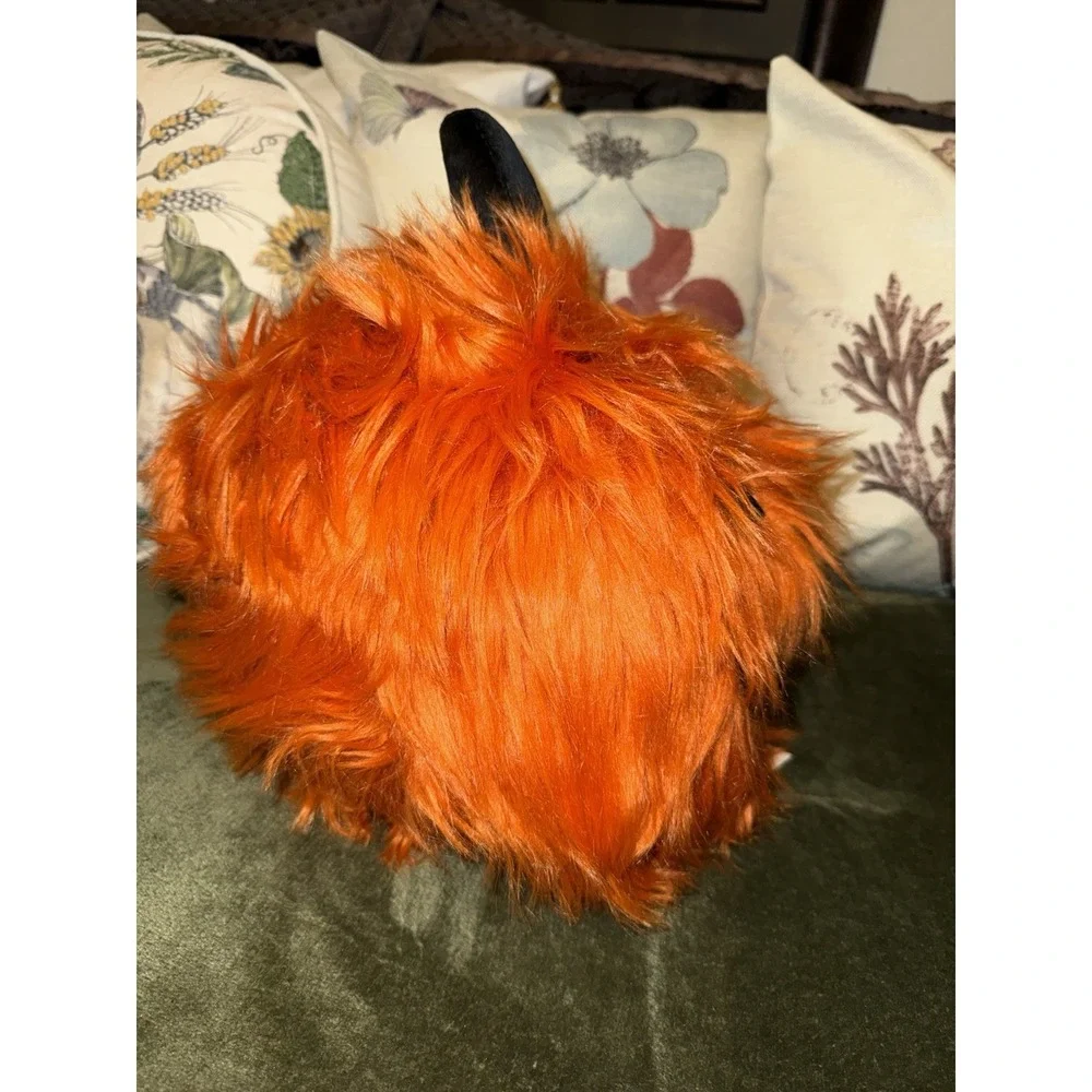 Novogratz Halloween Pumpkin Fluffy Faux Fur‎ Jack-O-Lantern Throw Pillow Fuzzy